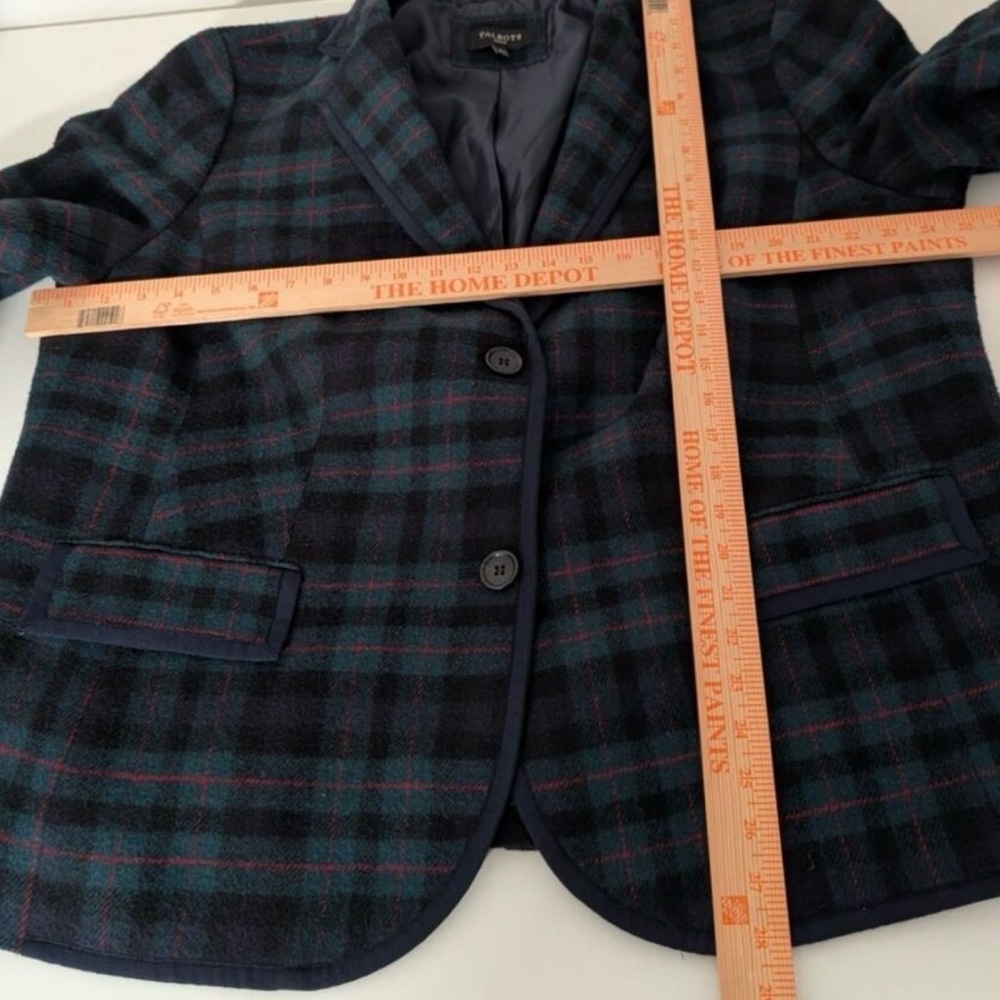 Talbots Plaid 2 Button Blazer Womens Size 20W Blue Green Tartan Wool Blend - Picture 3 of 6